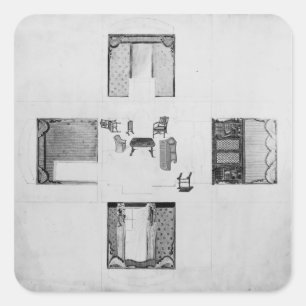 Furnishings for a small drawing room square sticker