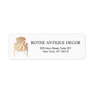 Furniture Dealer Gold Monogram Address Label