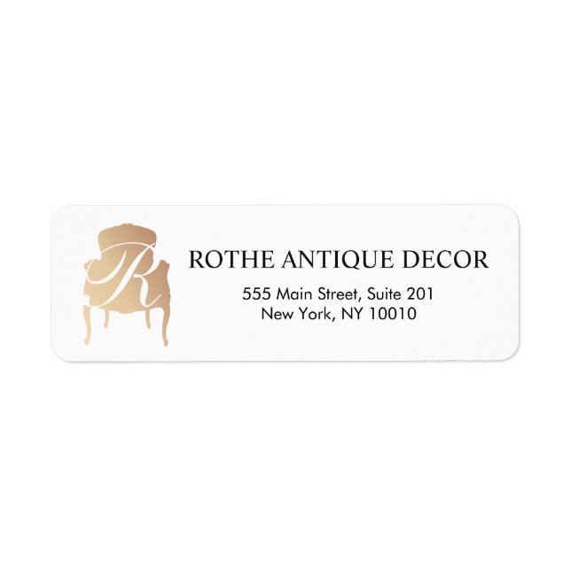 Furniture Dealer Gold Monogram Address Label (Front)