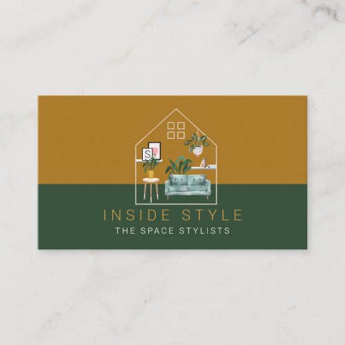 Furniture Decor Stylish Home Staging Green  Gold Business Card