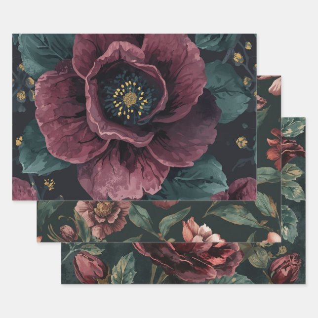Furniture DIY Dark Botanical Gift Wrap Rustic Goth (Set)