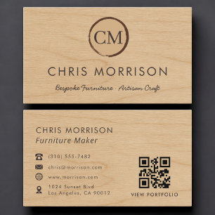 Furniture Maker Wood QR Code Professional Business Card