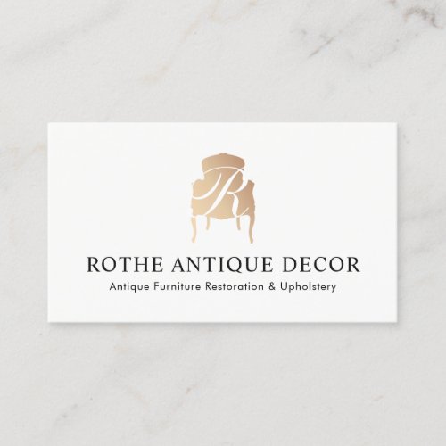 Furniture Restoration  Decor Gold Monogram Logo Business Card