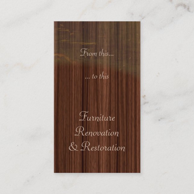 Furniture restoration or refinishing business card (Front)