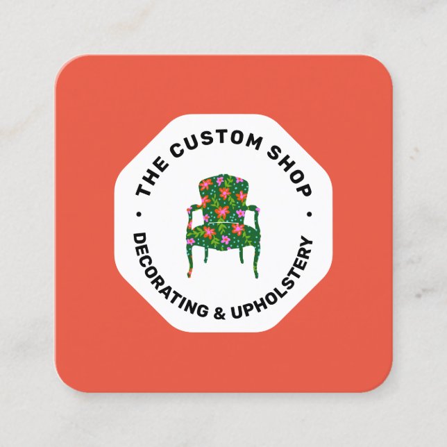 Furniture Upholstery and Home decorating Square Bu Square Business Card (Front)