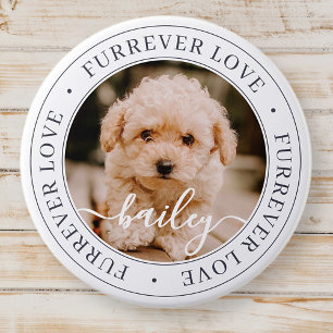 Furrever Love Pet Memorial Elegant Chic Photo Button