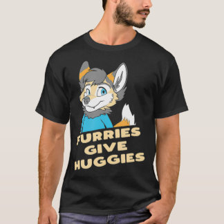 Furries Give Huggies  Furry Hug  Funny Cute OwO Fu T-Shirt