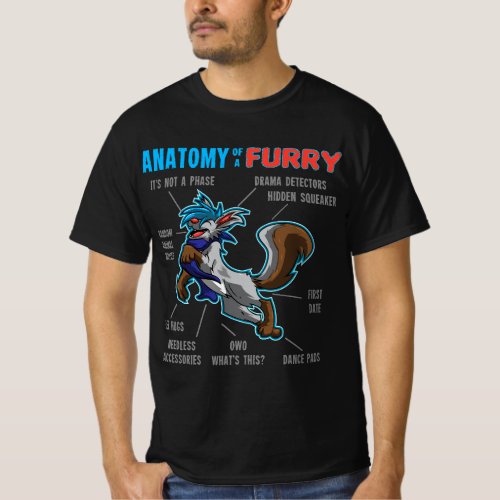 Furry _ Anatomy of a Furry _ cartoon wolf T_Shirt