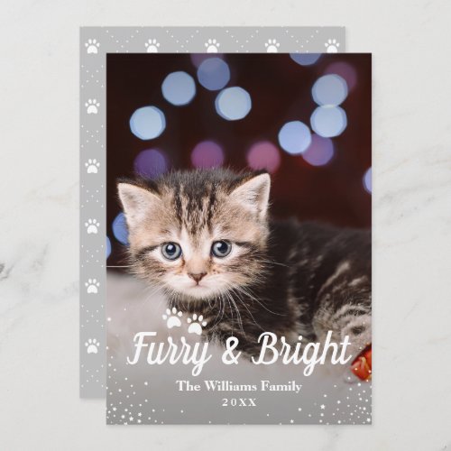 Furry and Bright Christmas Pet Photo Holiday Card