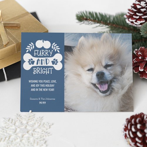 Furry and Bright Cute Pet Photo Holiday Card