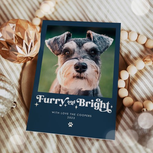 Furry And Bright Dog Photo Funny Christmas Holiday Card