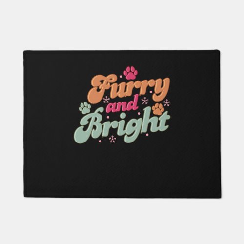Furry and Bright Funny Pink Christmas Dog T shirt  Doormat
