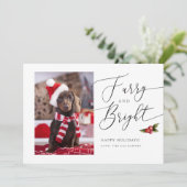 Furry and Bright Pet Photo Christmas Holiday Card (Standing Front)
