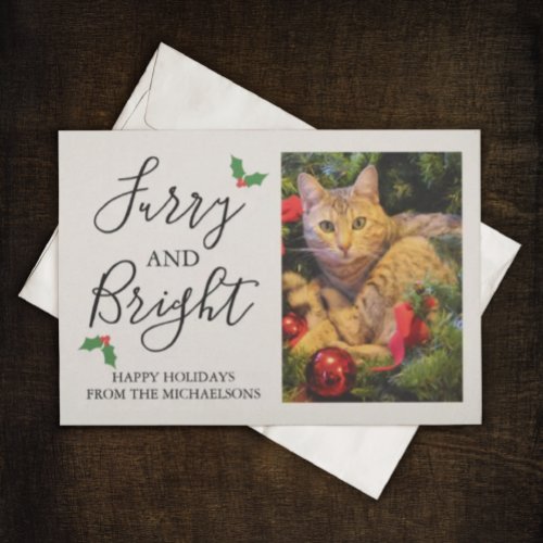 Furry and Bright Pet Photo Christmas Holiday Card