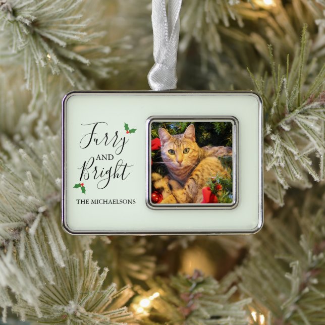 Furry and Bright Pet Photo Christmas Ornament (Tree)