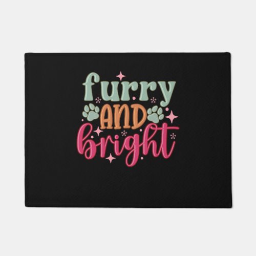 Furry and Bright Retro Christmas Pink Dog T Shirt  Doormat