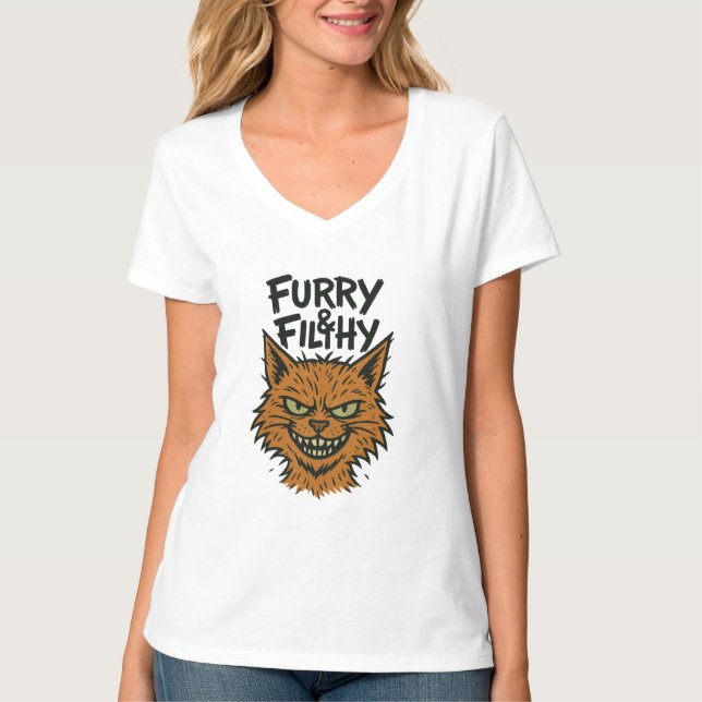"Furry and Filthy" Sassy Cat T-shirt   (Front)