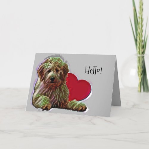 Furry Apricot Goldendoodle Digital  Love Heart Card