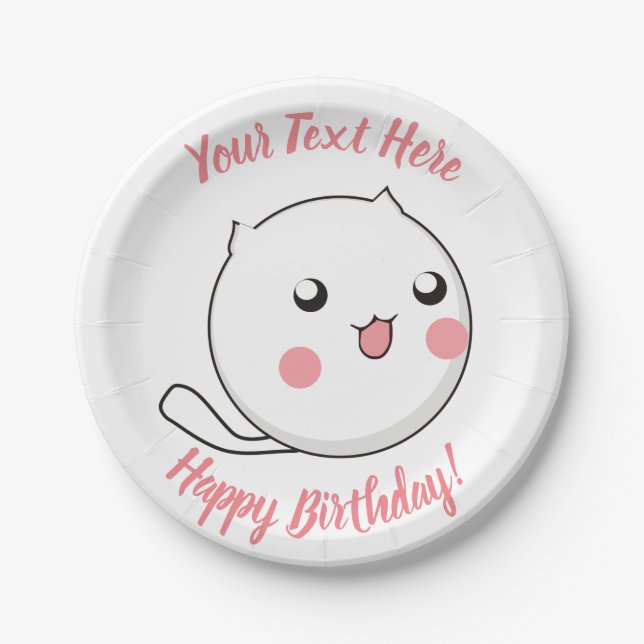 Furry Ball of Kitten Love Paper Plates (Front)