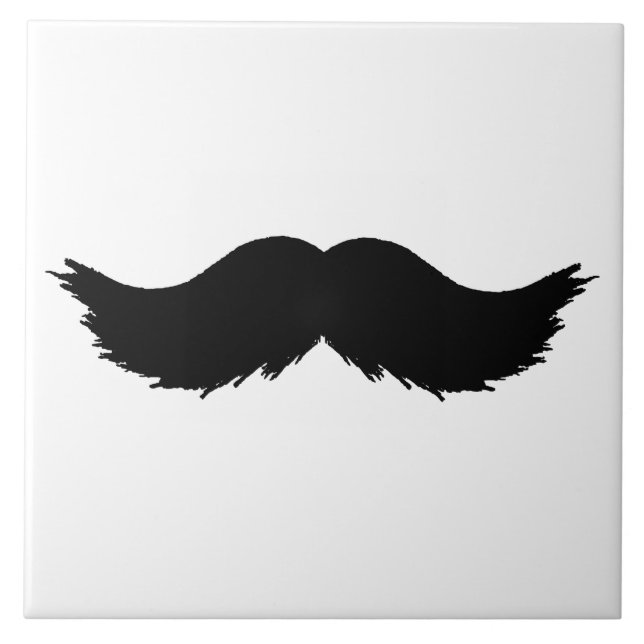 Furry Black Mustache Ceramic Tile (Front)