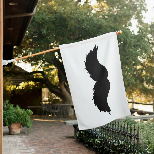 Furry Black Mustache House Flag (In SItu)