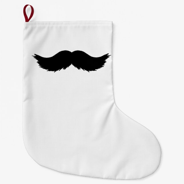 Furry Black Mustache Large Christmas Stocking (Front)