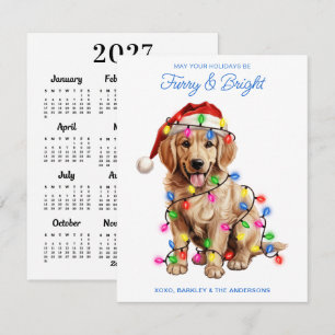 Furry & Bright 2027 Calendar Golden Retriever Dog Holiday Card