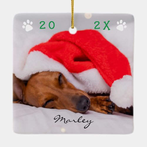 Furry  Bright add your photo Christmas tree Cer Ceramic Ornament