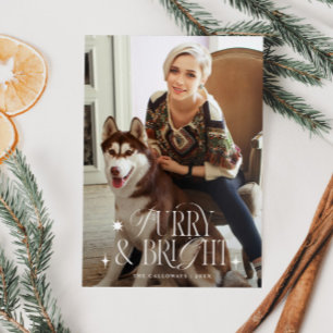 Furry & Bright Classic Dog Photo Christmas Holiday Card