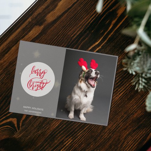 Furry  Bright  Custom Name  Photo  Happy Holiday Card