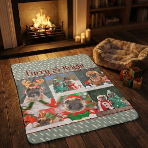 Furry & Bright Dog Christmas Photo Holiday Sherpa Blanket