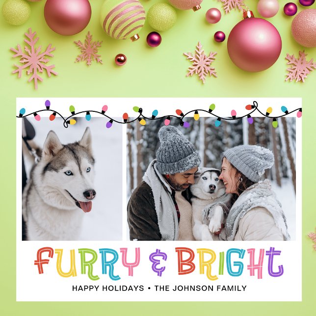 Furry & Bright Dog Photo Holiday Card (Creator Uploaded)