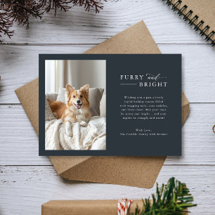 Furry & Bright Minimalist Dog Christmas Dark Photo Holiday Card