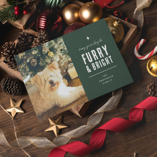 Furry & Bright Modern Dog Photo Collage Christmas Holiday Card