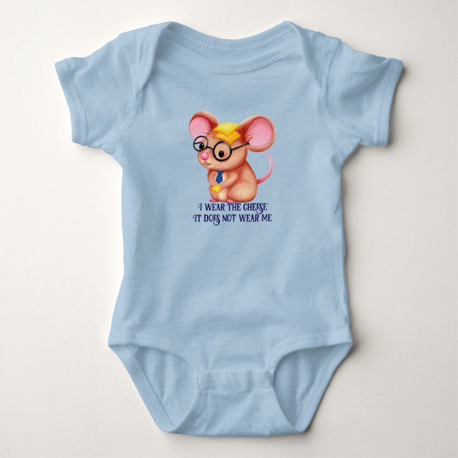 Furry Cheese Man Business Mouse Tie Glasses Nerdy Baby Bodysuit (Front)