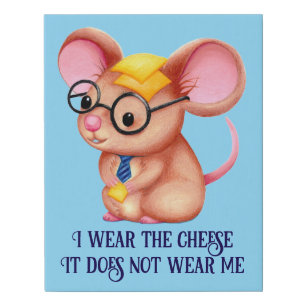 Furry Cheese Man Business Mouse Tie Glasses Nerdy Faux Canvas Print