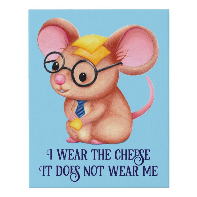 Furry Cheese Man Business Mouse Tie Glasses Nerdy Faux Canvas Print (Front)