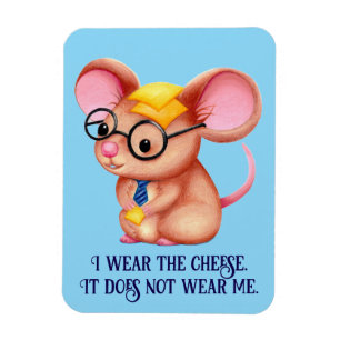 Furry Cheese Man Business Mouse Tie Glasses Nerdy Magnet