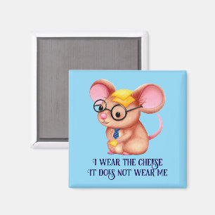 Furry Cheese Man Business Mouse Tie Glasses Nerdy Magnet