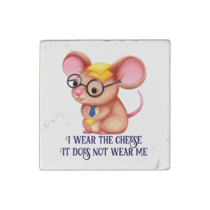 Furry Cheese Man Business Mouse Tie Glasses Nerdy Stone Magnet