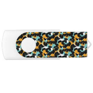 Furry Cheetah Animal Modern Teal Flash Drive