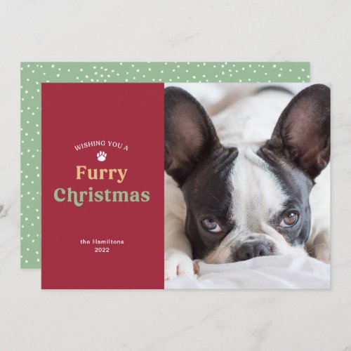 Furry Christmas Dog or Cat Holiday Photo Card