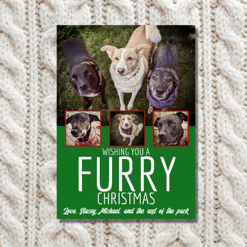 Furry Christmas Multi Photo Dog Collage Christmas Holiday Card