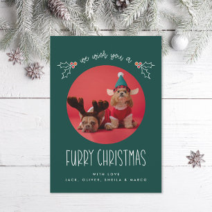 Furry Christmas Pet Photo Holiday Card