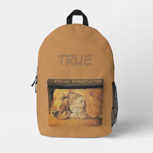 Furry Companions Celebrating True Paw Friends Printed Backpack