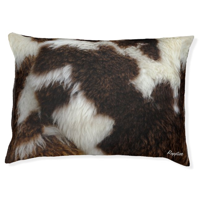 Furry Cowhide Dog Bed (Front)