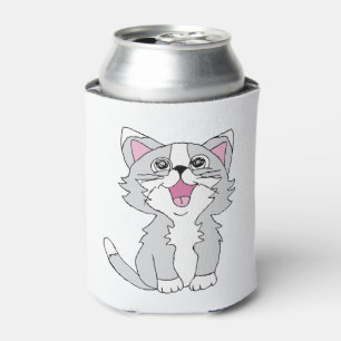 Furry Cute Cat Esthetic Happy Cat Clipart Drawing Can Cooler