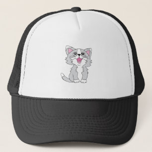 Furry Cute Cat Esthetic Happy Cat Clipart Drawing Trucker Hat