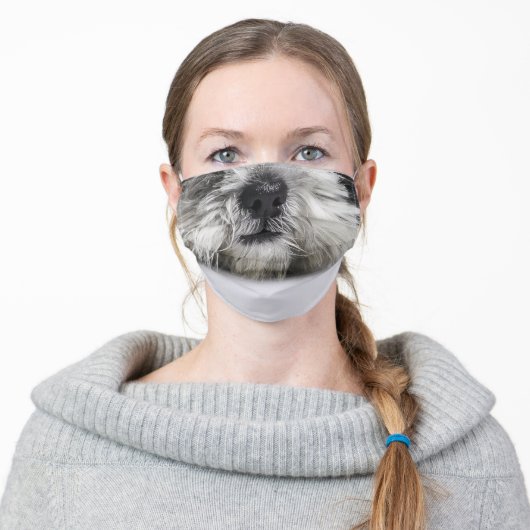 Furry Dog Face / Funny Adult Cloth Face Mask (Worn)