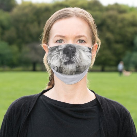 Furry Dog Face / Funny Adult Cloth Face Mask (Outside)